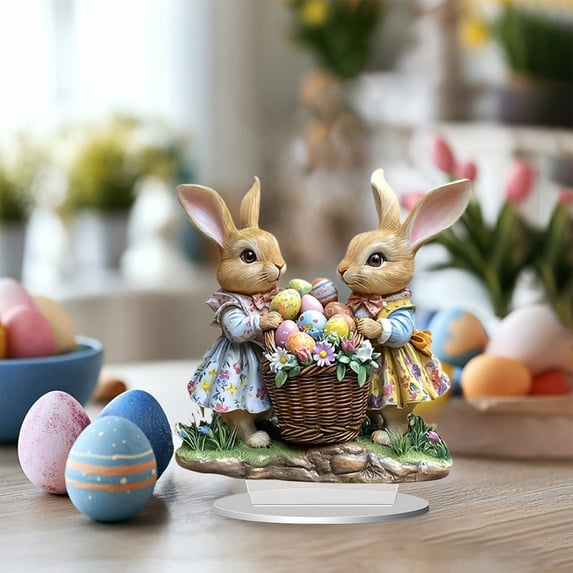 LEFTHIGH Home Easter Acrylic Tabletop Ornament Home Scene Decoration Holiday Gift Clear Printing Desktop Decor 20x19x1.0cm Multicolor Decorations Apartment Essentials