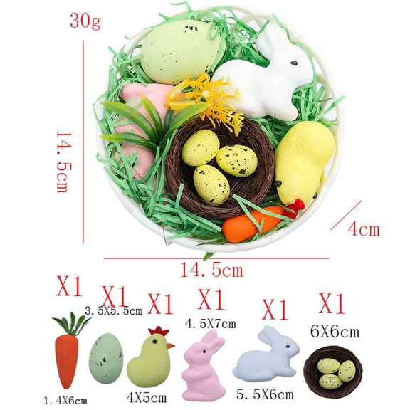 LEFTHIGH Home Easter Basket Decorations Set Prefilled with Foam Eggs Bunnies Chicks and Plastic Carrots for DIY Centerpieces Party Favors House Items