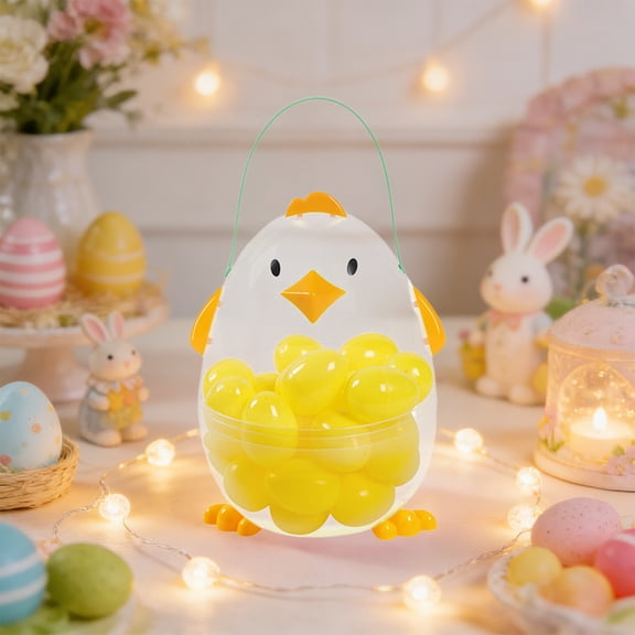 LEFTHIGH Home Easter Bunny Egg Fillable Yellow Plastic Candy Box Large Realistic Decorative Eggs Multifunctional Festive Gift Interactive Party Hunt Organizer 27cm St Patricks Day Decorations