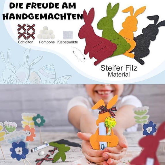 LEFTHIGH Home Easter Bunny Money Gift Set Plates Cutlery Bags Table Decoration Waterproof Multicolor Soft Cloth 15x9cm 8pcs Organizer Party Eggs Storage St Patricks Day Accessories