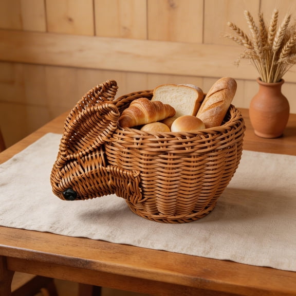 LEFTHIGH Home Easter Bunny Woven Storage Basket Plastic 9.4x5.5x5.1 Inch Multifunctional for Fruit Snacks Home Organizer Room Essentials