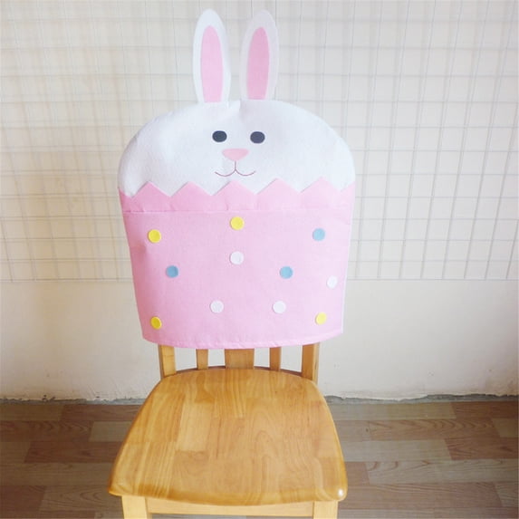 LEFTHIGH Home Easter Chair Covers Chair Back Covers Protector Slipcover for Dining Room Chairs Hotel Wedding Banquet Party Decor 50x68cm Rabbit Chick Design New Home Essentials