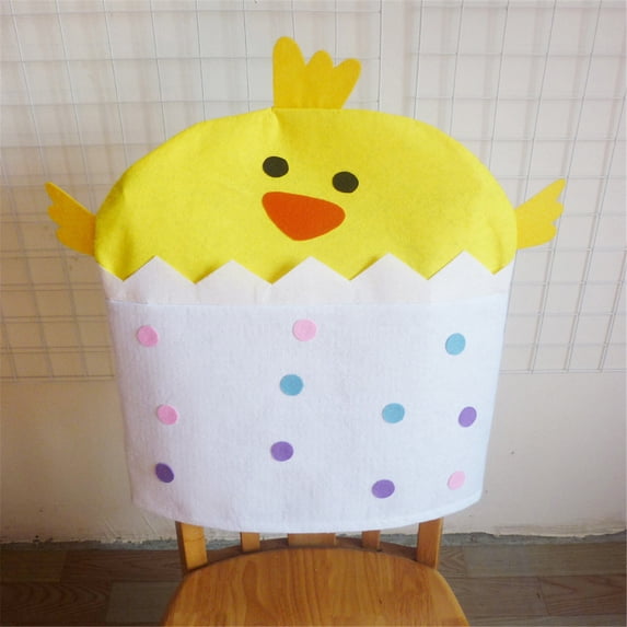 LEFTHIGH Home Easter Chair Covers Chair Back Covers Protector Slipcover for Dining Room Chairs Hotel Wedding Banquet Party Decor 50x68cm Rabbit Chick Design Home