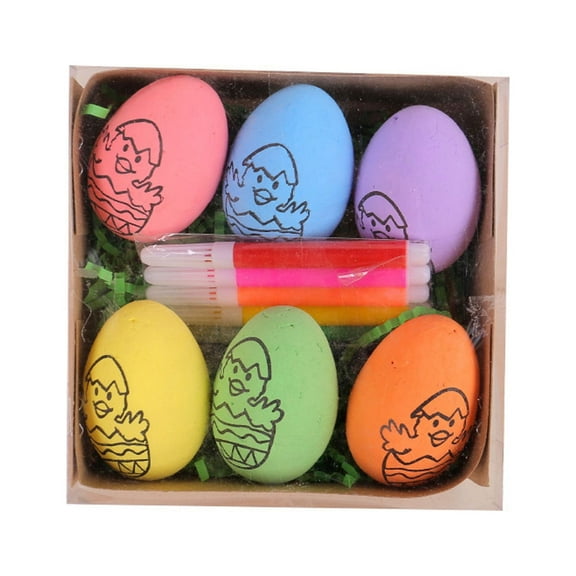 LEFTHIGH Home Easter DIY Hand-Painted Foam Eggs with Built In Paint Pens 6-Piece Set for Kids Crafts Party Decor Gifts Room Decor