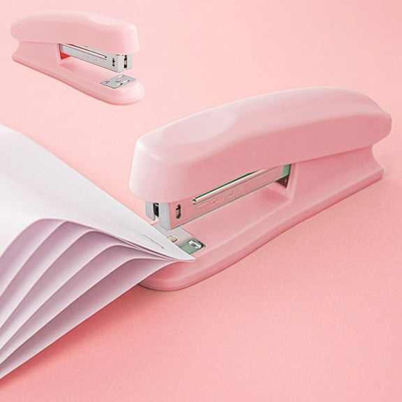 LEFTHIGH Home Effortless Stapler Compact Portable Office and Student Stationery Macaron Colored Medium Stapler Pink Green Blue Uses 24/6 26/6 Staples Christmas