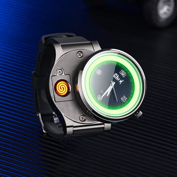 LEFTHIGH Home Electronic Rechargeable Lighter Watch, Type-C Rechargeable Lighter Outdoor Windproof Lighter Watch Christmas Decor
