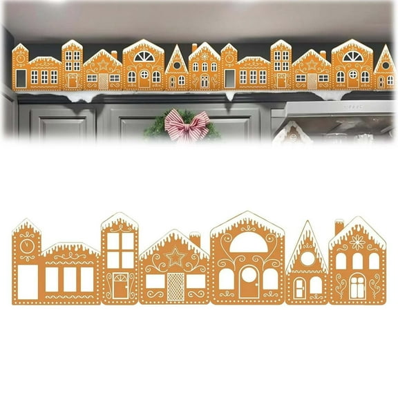 LEFTHIGH Home Gingerbread Village Light-Up Decor with 2 Cardboard Houses and String Lights Battery-Powered LED for Christmas Mantel Window Shelf Display Christmas Gifts