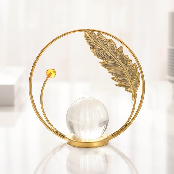 LEFTHIGH Home Gold Iron Wire Sculpture with Clear Crystal Balls on Metal Base - Modern Artistic Home Decor Statue for Living Room Shelf and Gift Christmas