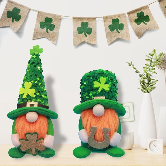 LEFTHIGH Home Irish Festival Sequin Hat Faceless Doll Goblin Dwarf St Patricks Day Gnome Fabric Holiday Tabletop Ornament Decor St Patricks Day Decorations