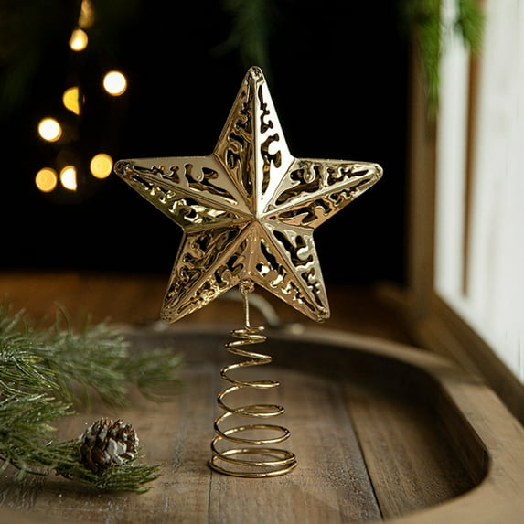 ABPWLY Home Iron Tree Topper Star Christmas Tree Golden Five Pointed Star Decoration Window Ornament Christmas Decorations Indoor