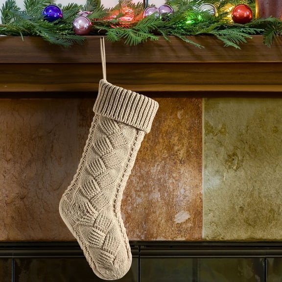 LEFTHIGH Home Knitted Christmas Socks Wool Gift Bag Candy Decoration Bag Large Hanging Socks Christmas Supplies Home and Kitchen