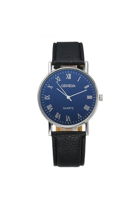 Home Men's Military Analog Quartz Watch Classic Leather Strap Wrist Watch Business Casual Dress Timepiece Water Resistant Date Calendar 4cm Dial Room Essentials