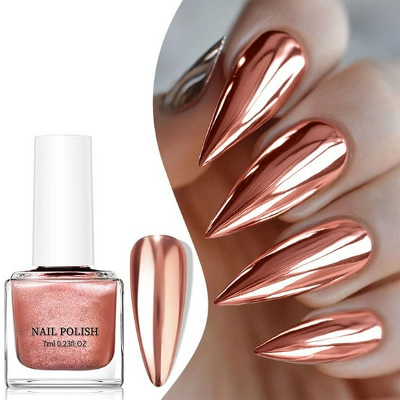 LEFTHIGH Home Metallic Nail Polish 7ml Mirror Finish Quick Dry No-Bake Glass Bottle with Brush Silver Gold Rose Gold Red Pink Green Blue Home Decor