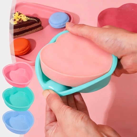 LEFTHIGH Home Mini Heart Shaped Cake Mold 4.5 Inch Silicone Baking Mold Non Stick Cupcake Mold for Valentines Day Anniversary Desserts 11.5x11x3cm Home and Kitchen