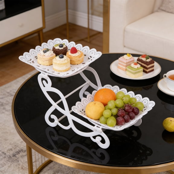 LEFTHIGH Home Multi Layer Candy Wedding KTV Living Room Fruit Dry Fruit Refreshment Stand 3 Tier Serving Tray White 23cm