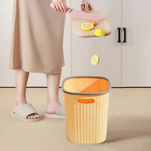 LEFTHIGH Home Non Contact Trash Can 17L Large Capacity Bathroom Kitchen Plastic Garbage Bin Square Thickened Living Room Can Beige Purple Yellow 28x25cm Christmas