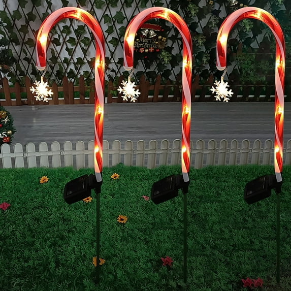 LEFTHIGH Home Outdoor Christmas Decorations, Candy Bar Solar Cane Lamp, Outdoor Christmas Decorations, Courtyard, Party, Christmas Decorations 3 Pack Home Decor
