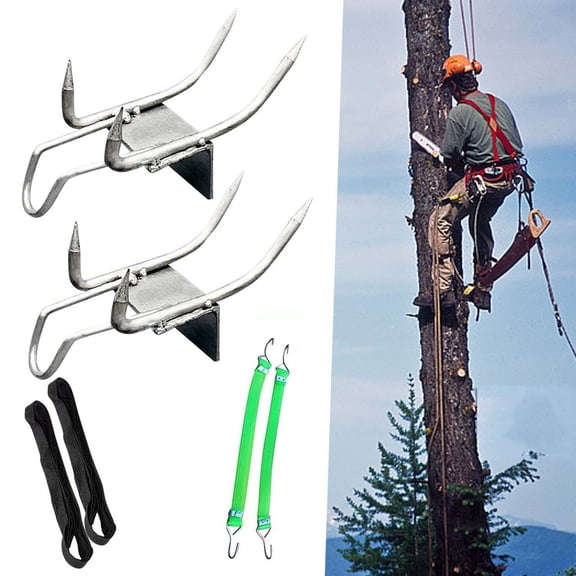 LEFTHIGH Home Outdoor Tree Climbing Cats Paw Shoe Set, Spiked Climbing Grips with Safety Belt, Adjustable Tree Climbing Gear, 4 Claws