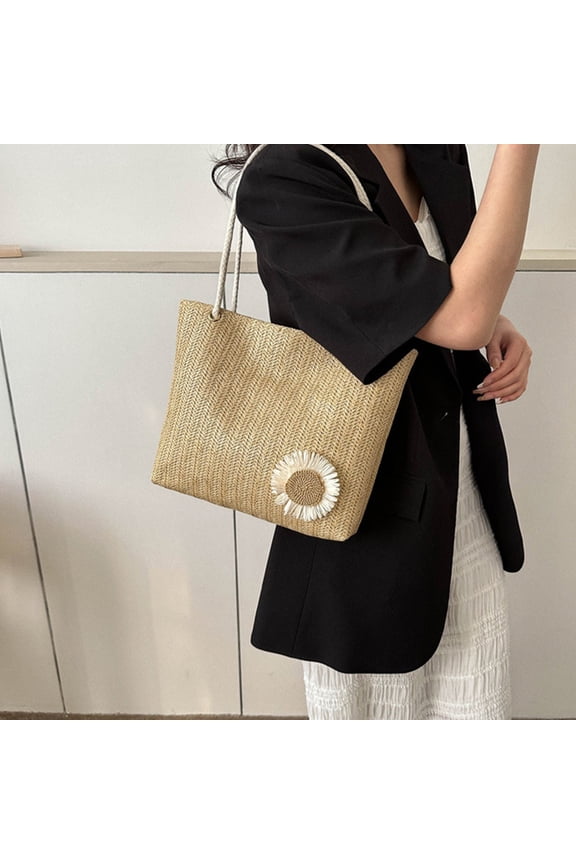 Home Outward Bag Storage Handbag Woven Texture Tote for Keys Phone Umbrella Cosmetics Beach Shopping Spring Summer