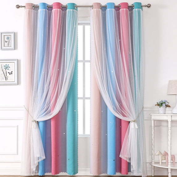 LEFTHIGH Home Pair Rod Pocket Curtain Panels 39x51 Inch Light Filtering Window Drapes for Bedroom Living Room Multicolor Home And Kitchen