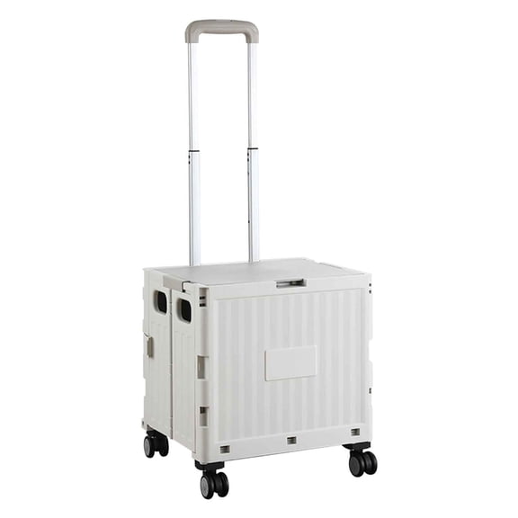 LEFTHIGH Home Portable Foldable Shopping Cart, 360° Swivel Wheels, Plastic Grocery Trolley with Adjustable Handle, Space Saving