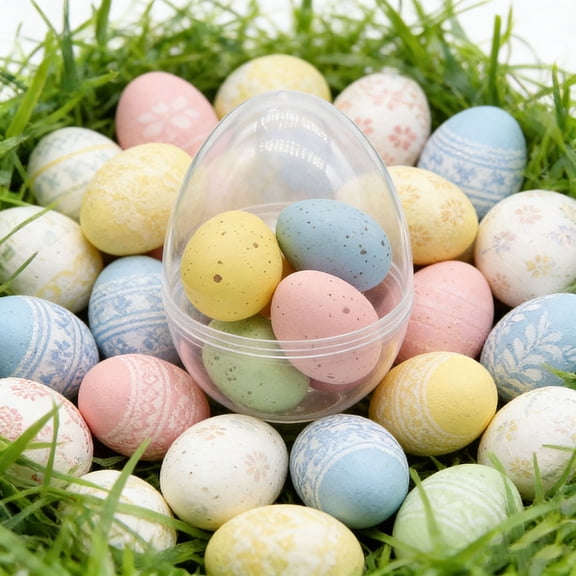 LEFTHIGH Home Portable Transparent Easter Twists Eggs Storage Box Plastic Opening Container with Hollow Design for Kids Toys Treats 1-Pack Home Needs
