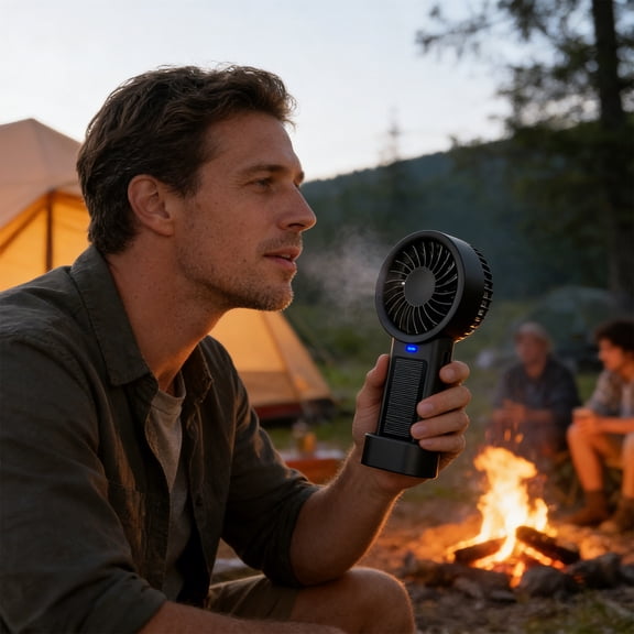 LEFTHIGH Home Portable USB Fan Solar Powered Rechargeable High Speed 5 Speeds Compact for Desktop Travel Camping