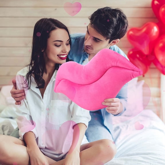 LEFTHIGH Home Red Lips Shaped Pillow Cushion for Office Children's Toy Home Decoration Soft Plush Filling Decorative Throw Pillow 45x20x6cm Valentines Decor
