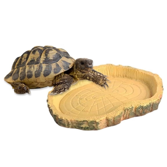 LEFTHIGH Home Reptile Water Bowl Terrarium Accessories Small PVC Food Bowl for Turtle Snake Lizard Gecko Easy Clean 11x8x1cm Bark Texture