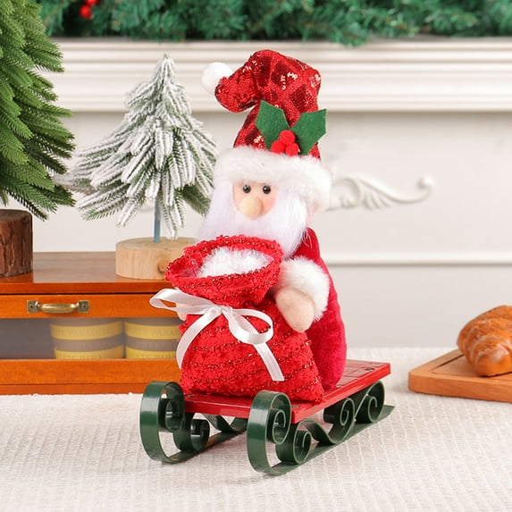 LEFTHIGH Home Sleigh Santa Claus Window Decorations Christmas Gift Bag Doll Desktop Children's Doll Ornaments Bedroom Decor