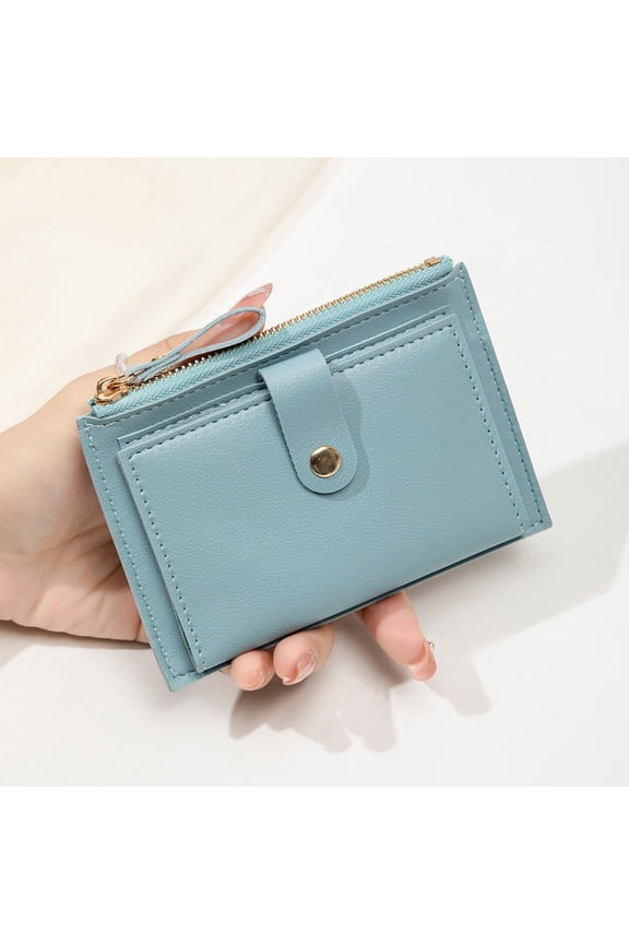 Home Slim Student Short Small Wallet Fashion Zipper Card Bag Korean Version Cute Ladies Pocket Purse Portable Storage Bag Ladies Gift Birthday Gift Purse Christmas Decorations