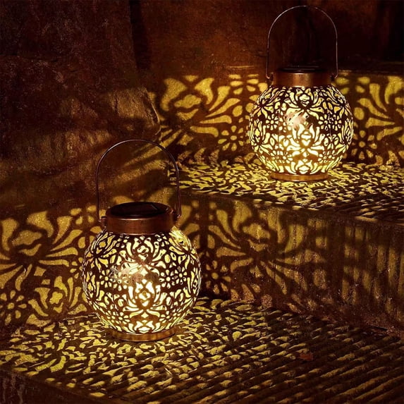 LEFTHIGH Home Solar Lanterns Outdoor Waterproof Hanging Metal Decorative Lantern for Yard Patio Garden Unique Gift 9.2 Inch