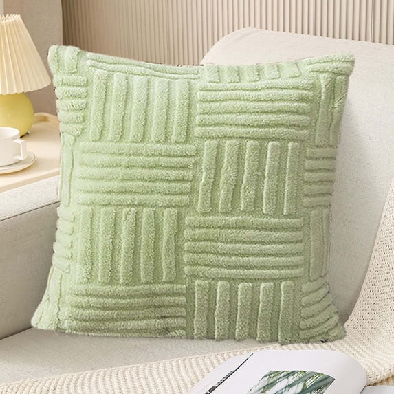 LEFTHIGH Home Solid Color Velvet Pillow Cover 18x18in Quilted Sofa Cushion for Bedroom Office Lumbar Support Home Decor House Essential