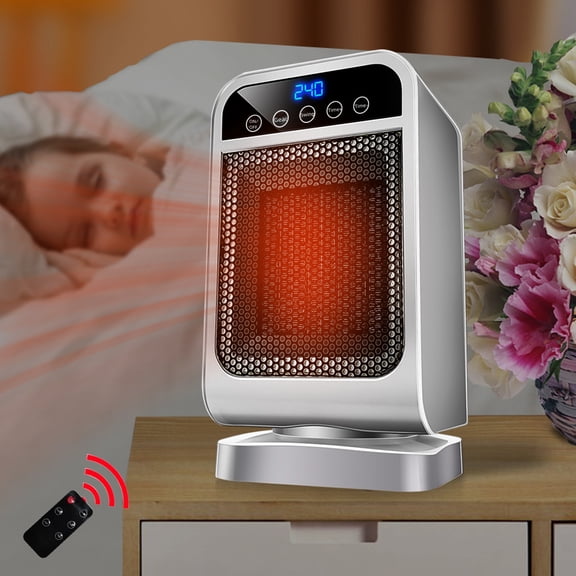 LEFTHIGH Home Space Heater, Portable Oscillating Heater with Adjustablee Thermostat Remote, Office Heater with Overheat Tip-over Small Safe Heater Decorations