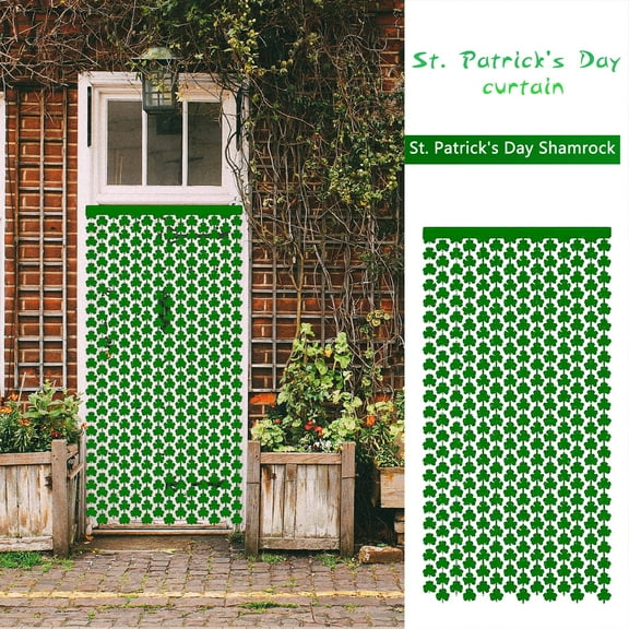 LEFTHIGH Home St Patrick's Day Green Foil Door Curtain 1x2 Meters Home Decorative Hanging Divider for Doorway Irish Holiday Party Backdrop Apartment Essentials