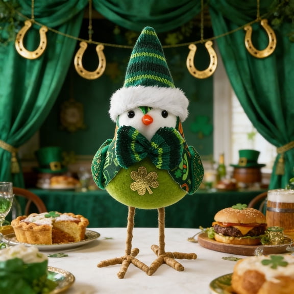 LEFTHIGH Home St Patricks Day Cute Gnome Doll Ornament Easter Dwarf Figurine Home Tabletop Decor for Holiday Celebration Green Hat Polyester Home Accessories