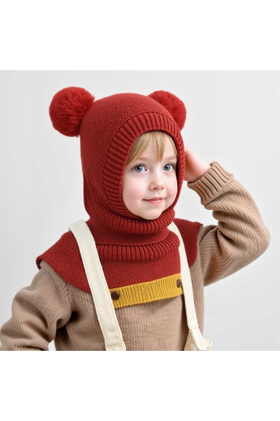 Home Toddler Winter Hat Baby Balaclava 2 In 1 Toddler Ski Mask Fleece Lined Beanie with Face Mask Cute Cap for Kids Cold Weather Home Essentials