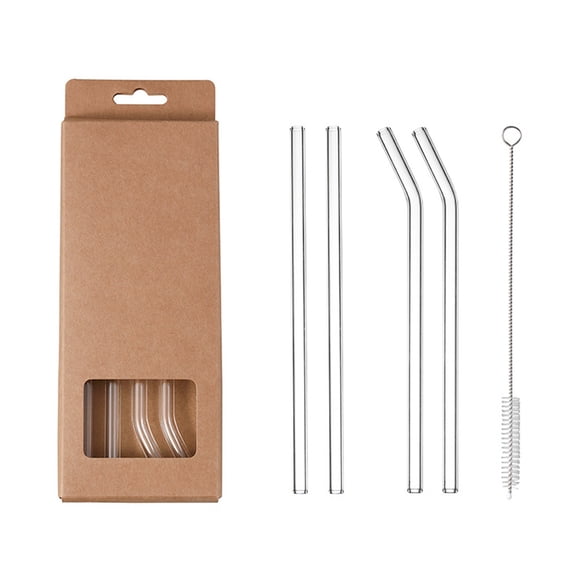 LEFTHIGH Home Transparent Glass Straws Set Reusable with Cleaning Brush Lipstick Proof Eco Friendly Non Disposable Borosilicate Drinking Straw 8in Easter Decorations