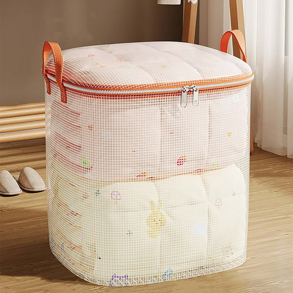 LEFTHIGH Home Transparent Waterproof Quilt Storage Bag Foldable Large Capacity Moving Box for Clothing Blankets 50x40x50cm 100L Gifts
