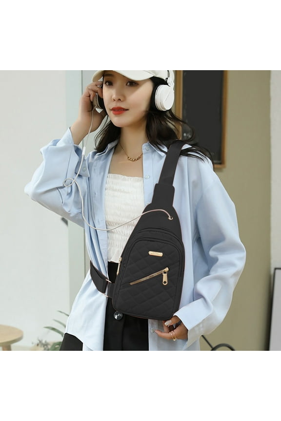 Home Travel Chest Bag for Men Women Lightweight Large Capacity Nylon Sling Bag Waterproof Crossbody Front Pack with USB Charging Home and Kitchen