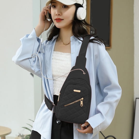 LEFTHIGH Home Travel Chest Bag for Men Women Lightweight Large Capacity Nylon Sling Bag Waterproof Crossbody Front Pack with USB Charging Home and Kitchen