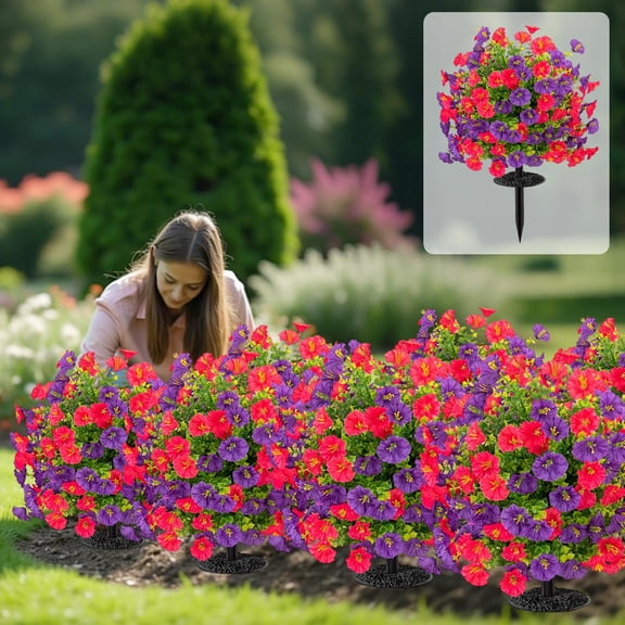 LEFTHIGH Home Upgraded Artificial Plants Outdoor Courtyard Scenery Simulation Flower Ground Planting Morning Glory 20.08in