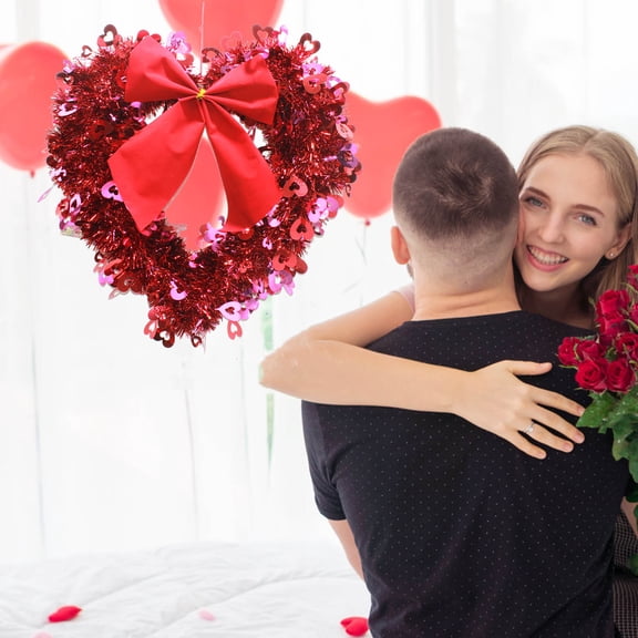 LEFTHIGH Home Valentine Heart Shape Garland Plastic Home Decoration Wedding Room Car Decor Western Valentines Day Party Decor 42x42cm Valentines Day Gifts