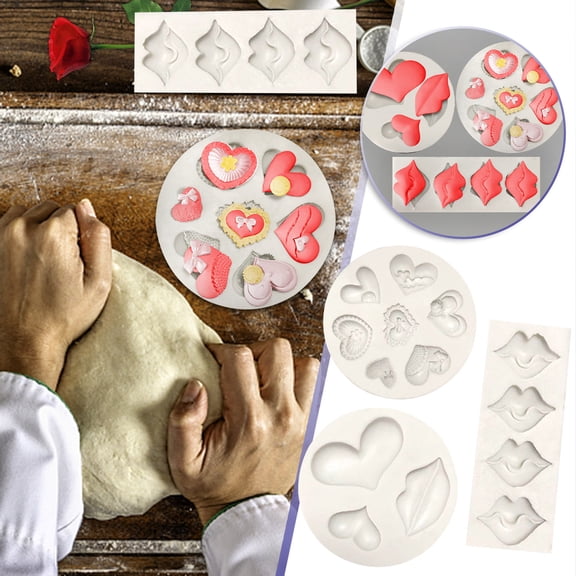 LEFTHIGH Home Valentine's Day Chocolate Cake Mould Red Lips Fondant Mold Silicone Baking Tools for Dessert Ice Cream DIY Valentines Decor