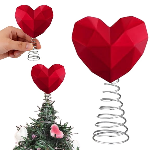 LEFTHIGH Home Valentine's Day Heart Shaped Profile Tree Topper Ornament Polyester Decoration 10x5cm Red Gifts