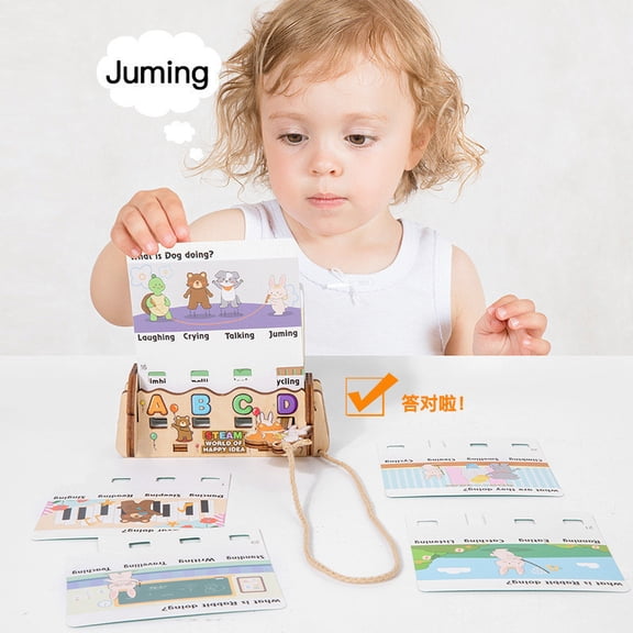 LEFTHIGH Home Wooden Decryption Tabletop Puzzle Game Cryptogram Word Brain Teaser Educational Language Game for Family Night