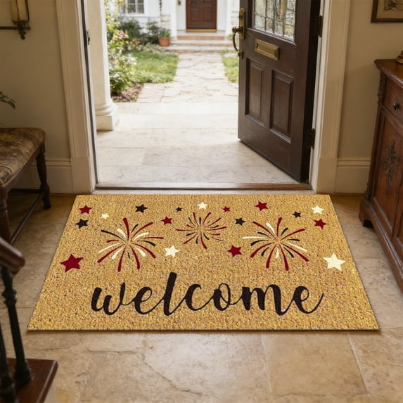 LEFXSMR 4th of July Door Mat, Extra Thicked Outdoor Rug with Independence Day Design, 4th of July Decorations Bathroom Rugs for Entrance, 15.7 x 23.6"