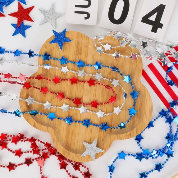 LEFXSMR 4th of July Necklaces for Women & Men, 3pcs Independence Day Necklace Jewelry, White Five Pointed Star Patriotic Decorations