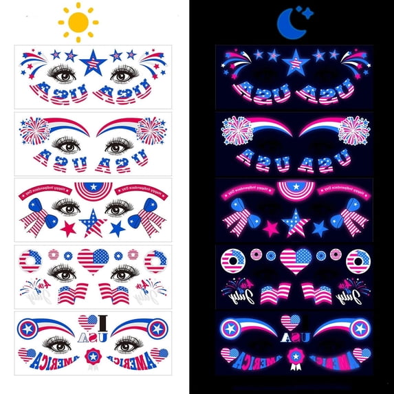 LEFXSMR 4th of July Stickers, Independence Day Themed Patriotic Decorations Stickers for Kids & Adults, Blue Red White Color