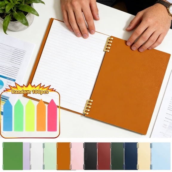 LEFXSMR Binder Notebook, Refillable Slim Ring Loose-Leaf Notebook, Detachable A5 Binders for College Ruled Journal & Office Supplies, White